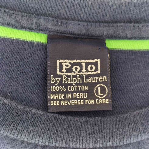 ポロバイラルフローレン Polo by RALPH LAUREN 90s ポニー刺しゅう マルチボーダー クルーネックTシャツ メンズ JPN:L