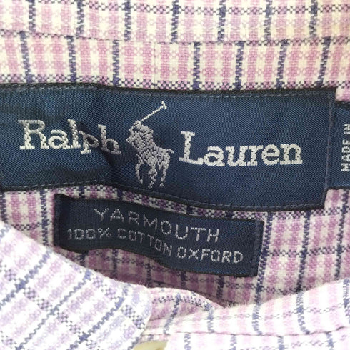 ラルフローレン RALPH LAUREN 90S ポニー刺繍 チェック L/S ボタンダウン シャツ メンズ 17 1/2
