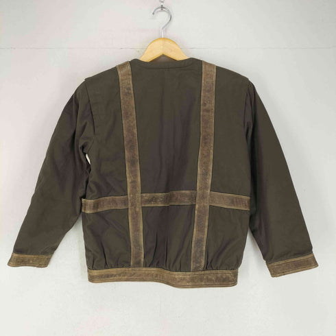 flint lock レザーテープ切替コットンノーカラージャケット レディース 9