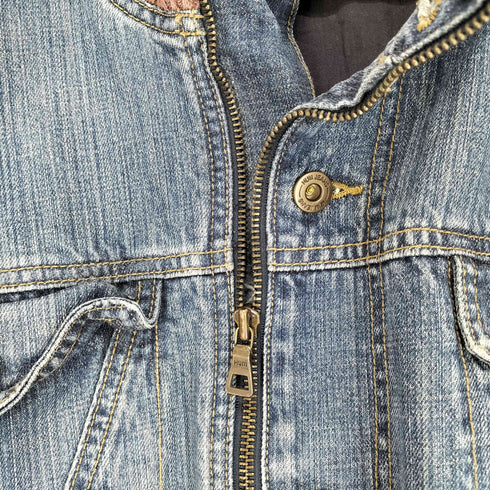 HUM JEANS 襟リブフロントジップデニムジャケット メンズ