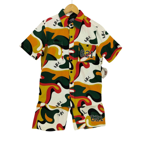 レフラー Leflah 迷彩 S/S ショーツ セットアップ メンズ L/M
