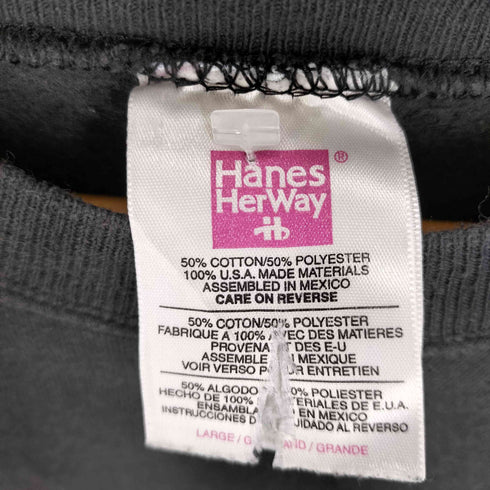 ヘインズ Hanes カレッジロゴ刺繍クルーネックスウェット メンズ L