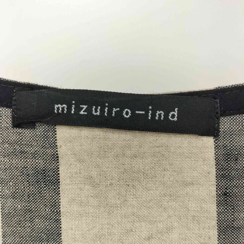 ミズイロインド mizuiro ind ストライプ柄リネンノースリーブワンピース レディース