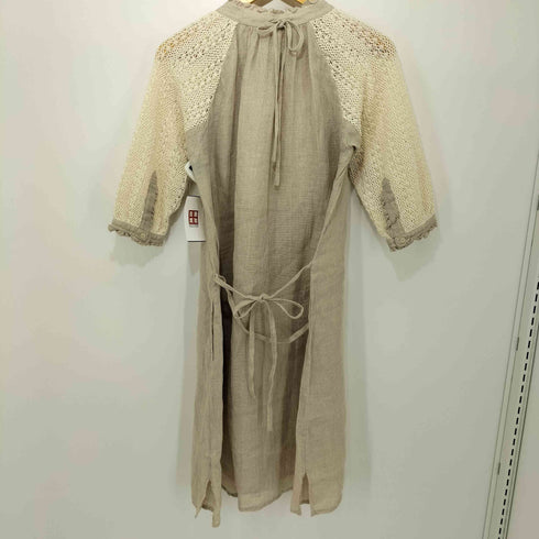 CLOTH&CROSS リネンニット切替レースワンピース レディース