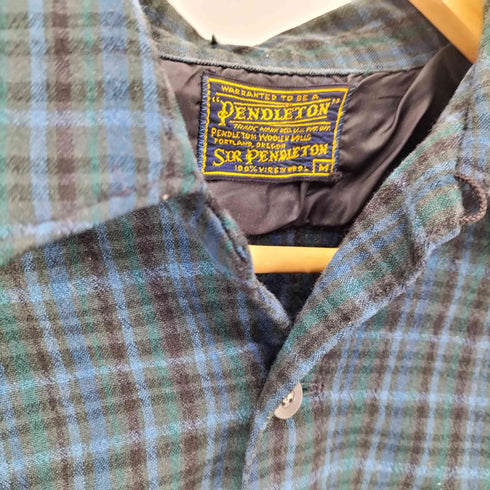 ペンドルトン PENDLETON 60S 中後期 VIRGIN WOOL オープンカラー チェックシャツ メンズ import:M