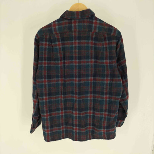 ペンドルトン PENDLETON 70-80S USA製 PURE VIRGIN WOOL フラップポケット オープンカラー チェック シャツ メンズ import:M