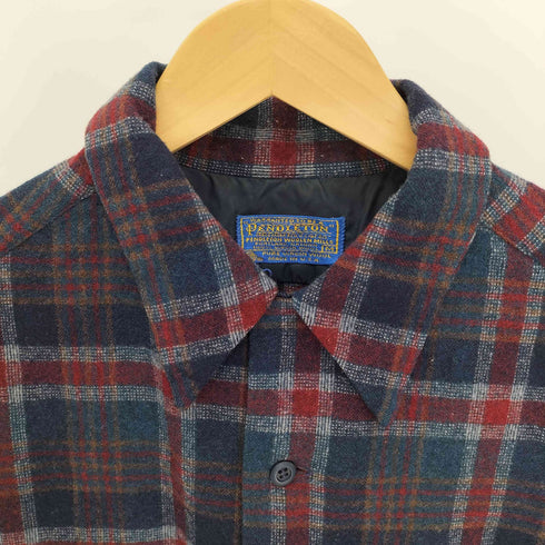 ペンドルトン PENDLETON 70-80S USA製 PURE VIRGIN WOOL フラップポケット オープンカラー チェック シャツ メンズ import:M