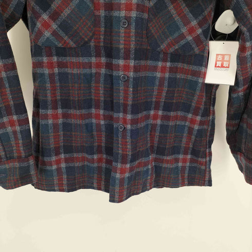ペンドルトン PENDLETON 70-80S USA製 PURE VIRGIN WOOL フラップポケット オープンカラー チェック シャツ メンズ import:M