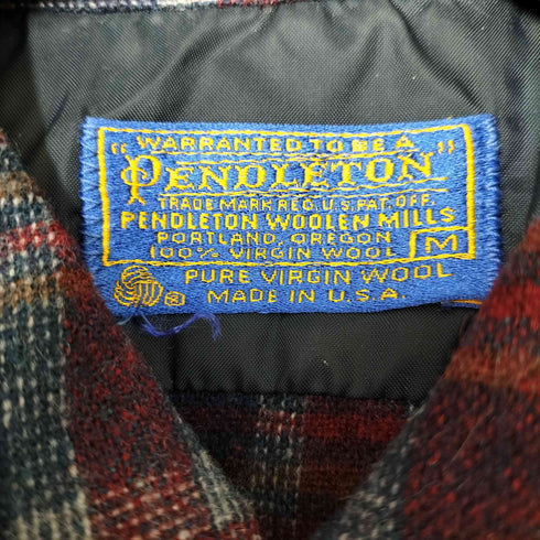 ペンドルトン PENDLETON 70-80S USA製 PURE VIRGIN WOOL フラップポケット オープンカラー チェック シャツ メンズ import:M
