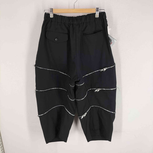 ブラックコムデギャルソン BLACK COMME des GARCONS 24aw ウールギャバ デコラティブジップ カットオフエッジデザイン テーパードレッグパンツ メンズ JPN:S