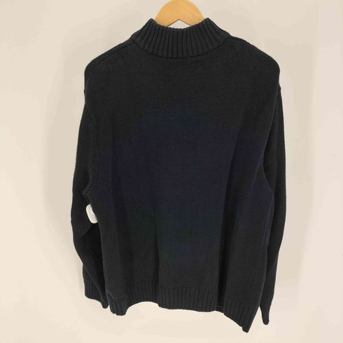 チャップスラルフローレン CHAPS RALPH LAUREN ロゴ 同色 刺繍 ハーフジップ コットン ニット メンズ import:L