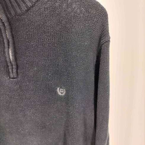 チャップスラルフローレン CHAPS RALPH LAUREN ロゴ 同色 刺繍 ハーフジップ コットン ニット メンズ import:L