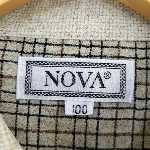 NOVA 片ポケ ドレープ ポリチェックL/Sシャツ メンズ 100