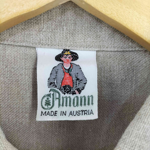 Amann MADE IN AUSTRIA 角ボタン リネンチロリアンシャツ メンズ 41