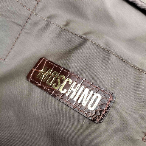 モスキーノ MOSCHINO 2WAY ロゴプレート クロコ型押し切替ショルダーバッグ メンズ