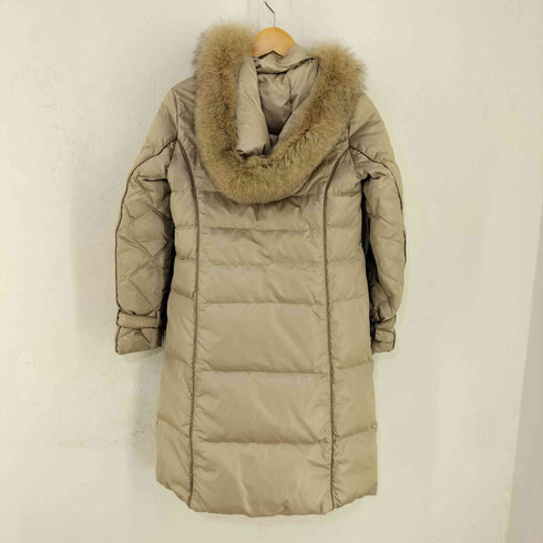サロット SALOTTO MADE IN JAPAN パイピングデザイン ファーフーディダウンコート ウエストベルト付き レディース JPN:38