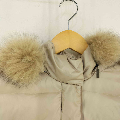サロット SALOTTO MADE IN JAPAN パイピングデザイン ファーフーディダウンコート ウエストベルト付き レディース JPN:38