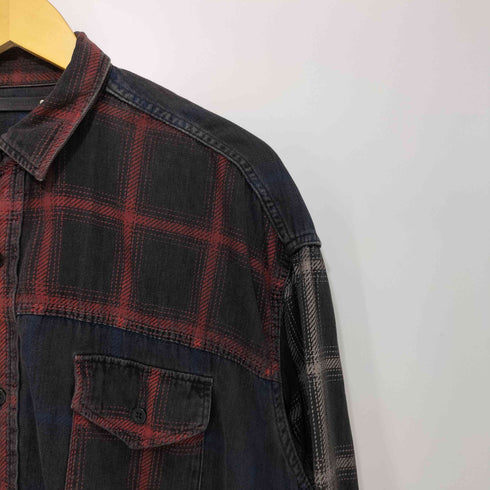 マインデニム MINEDENIM MINEDENIM Black Denim Check Print Crazy Big SH メンズ JPN:3