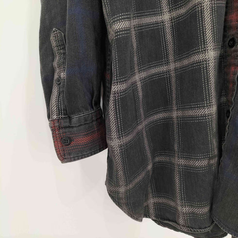 マインデニム MINEDENIM MINEDENIM Black Denim Check Print Crazy Big SH メンズ JPN:3