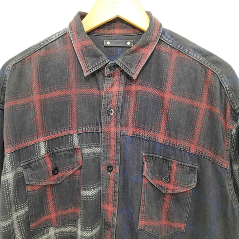 マインデニム MINEDENIM MINEDENIM Black Denim Check Print Crazy Big SH メンズ JPN:3
