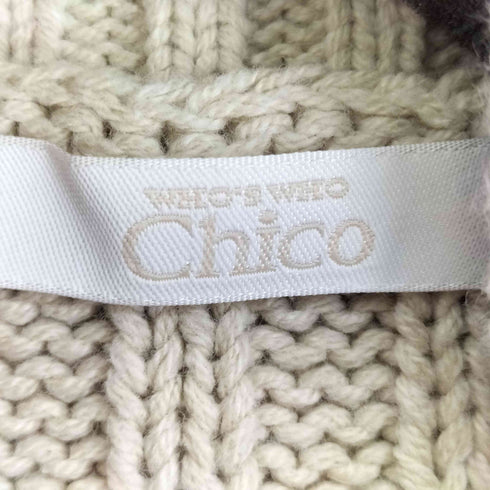 フーズフーチコ whos who Chico ハイネックフリンジニットベスト レディース FREE