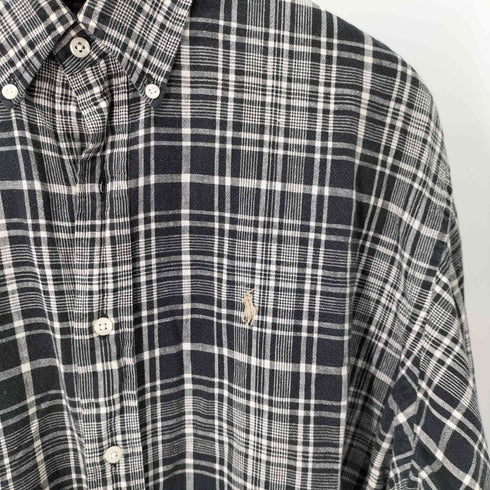 ラルフローレン RALPH LAUREN BLAIRE スモールポニー刺繍 BD L/S チェックコットンリネンシャツ メンズ import:L