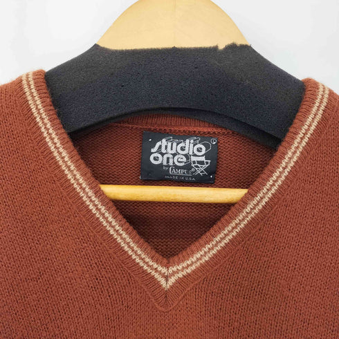 キャンパス CAMPUS 70S~80S USA製 総柄 Vネック L/S ニット メンズ JPN:L