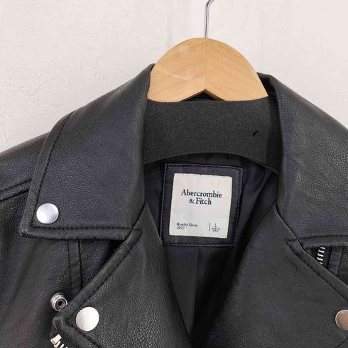 アバクロンビーアンドフィッチ Abercrombie & Fitch ヴィーガンレザー ダブルライダース レディース import:L