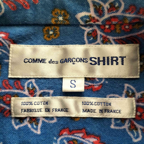 コムデギャルソンシャツ COMME des GARCONS SHIRT フランス製 ペイズリー柄 フランネルシャツ メンズ JPN:S