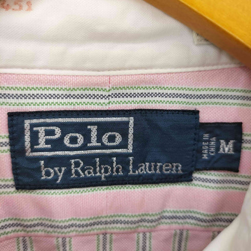 ポロバイラルフローレン Polo by RALPH LAUREN コットン 丸襟 ストライプ L/S シャツ メンズ import:M