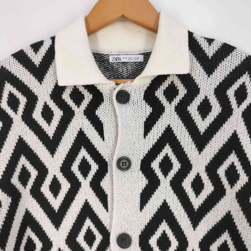 ザラ ZARA ジオメトリックプリント ジャガードニット カーディガン メンズ import:S