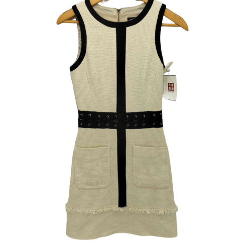 KAREN MILLEN Cotton Tweed Laced Waist A Line Dress レディース 6