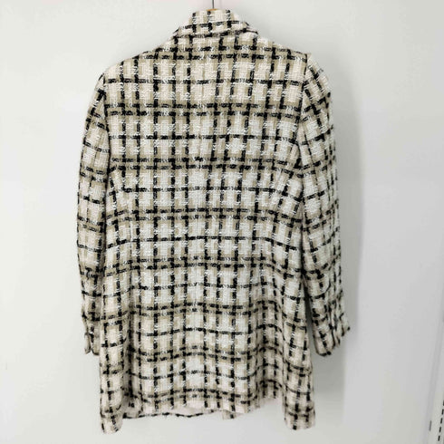 ザラ ZARA ツイードロングブレザー ダブルブレストテーラードジャケット レディース import:L