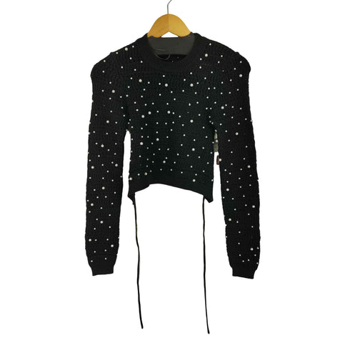 ザラ ZARA CROPPED KNIT SWEATER WITH PEARL BEADS レディース import:M