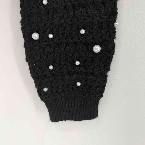 ザラ ZARA CROPPED KNIT SWEATER WITH PEARL BEADS レディース import:M