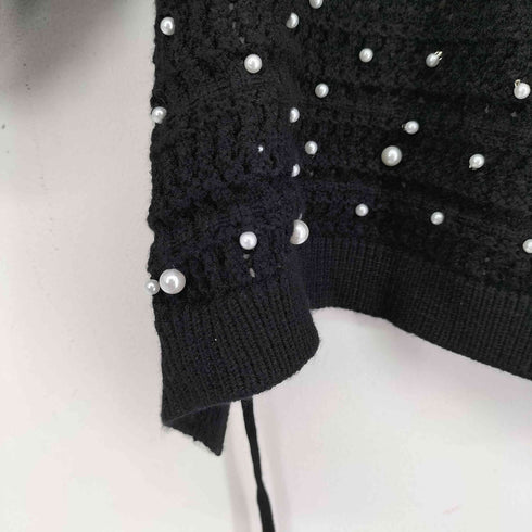 ザラ ZARA CROPPED KNIT SWEATER WITH PEARL BEADS レディース import:M