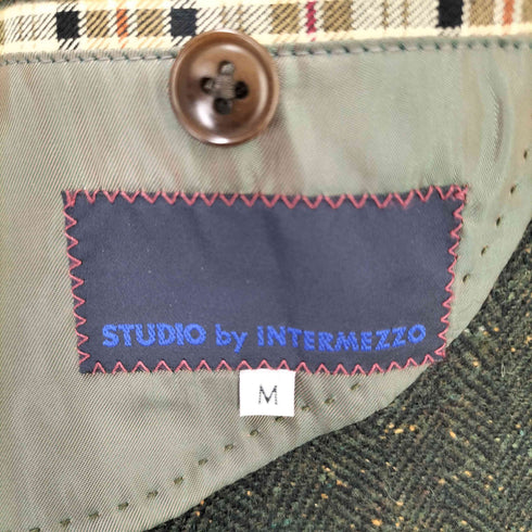 インターメッツォ INTERMEZZO 3B背抜きヘリンボーンテーラードジャケット 裏地玉虫色 メンズ import:M
