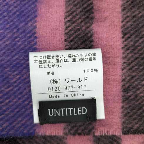 アンタイトル UNTITLED チェック柄 総ウール フリンジ マルチカラー マフラー レディース