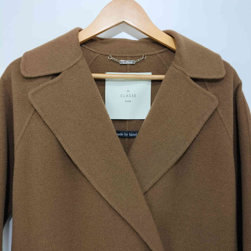 THE CLASSE カシミヤ混 ウール ノーカラー コート レディース 11
