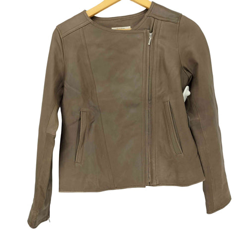STYLENOTE 羊革 ノーカラージップアップライダースジャケット レディース