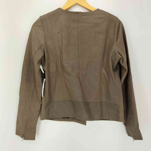 STYLENOTE 羊革 ノーカラージップアップライダースジャケット レディース