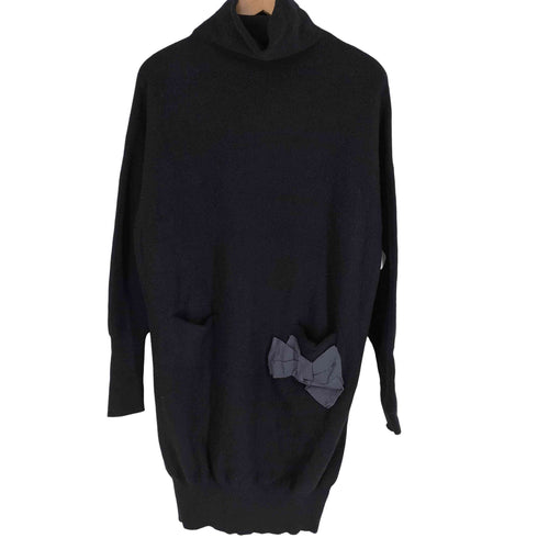 ランバンオンブルー LANVIN en Bleu カシミヤ混 モックネックウールリボンチュニック ニット レディース 38
