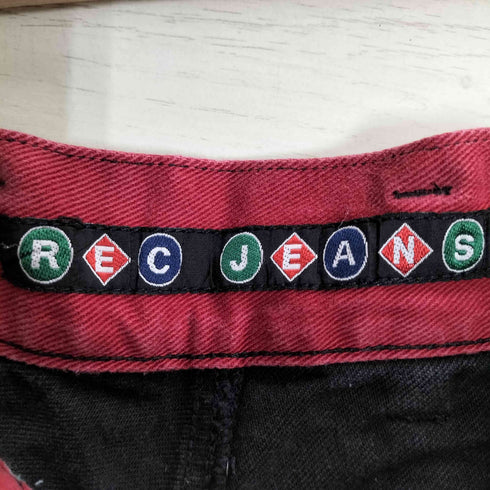 REC JEANS ロゴ刺繍 スイッチングパターン バギーデニムパンツ メンズ 34