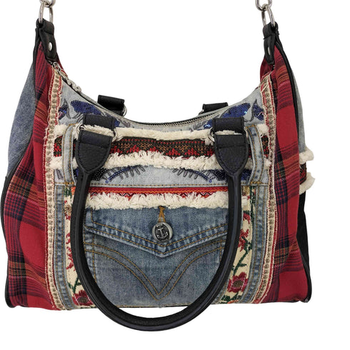 デシグアル Desigual 再構築デニムショルダーバッグ RED DENIM LEEDS レディース