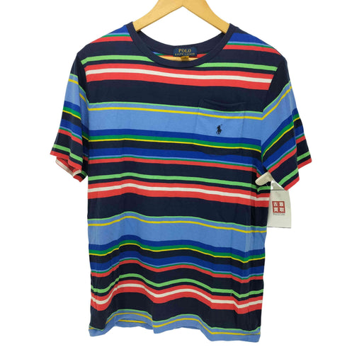 ポロラルフローレン POLO RALPH LAUREN ポニー刺繍 ボーダー レインボー クルーネック S/S Tシャツ メンズ import:XL