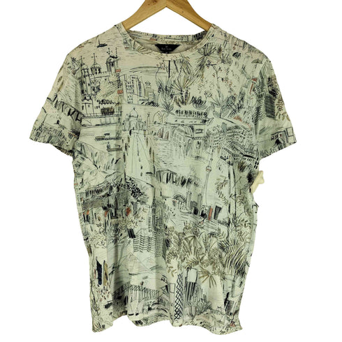 ピーエスポールスミス PS Paul Smith 半袖Tシャツ 総柄 街並み アート メンズ import:M