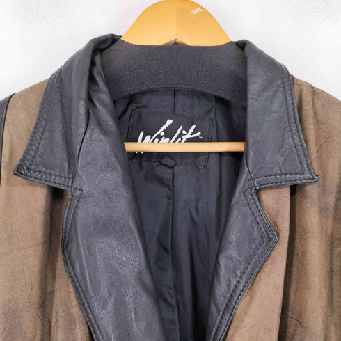 Winlit GENUINE LEATHER レザー切替ロングコート メンズ