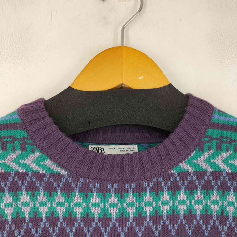 ザラ ZARA 総柄クルーネックニット メンズ JPN:M