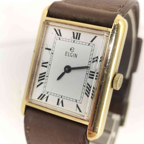 ELGIN タンク 腕時計 BASE METAL STEEL BACK Incabloc メンズ R7/8