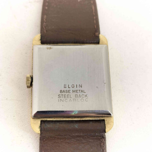 ELGIN タンク 腕時計 BASE METAL STEEL BACK Incabloc メンズ R7/8